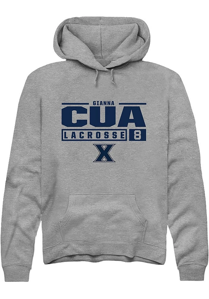 Gianna Cua  Rally Xavier Musketeers Mens Graphite NIL Stacked Box Long Sleeve Hoodie