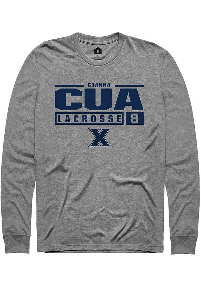 Gianna Cua  Xavier Musketeers Graphite Rally NIL Stacked Box Long Sleeve T Shirt