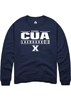 Gianna Cua  Rally Xavier Musketeers Mens Navy Blue NIL Stacked Box Long Sleeve Crew Sweatshirt