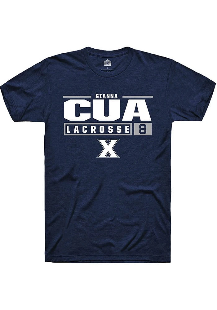 Gianna Cua  Xavier Musketeers Navy Blue Rally NIL Stacked Box Short Sleeve T Shirt