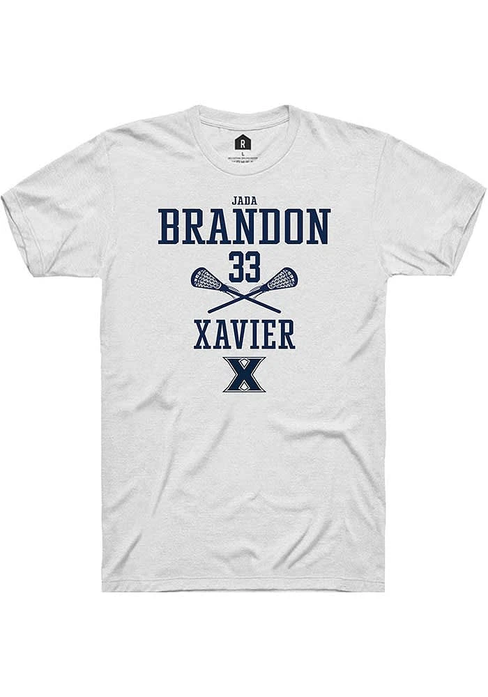 Jada Brandon  Xavier Musketeers White Rally NIL Sport Icon Short Sleeve T Shirt