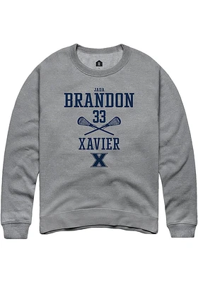 Jada Brandon  Rally Xavier Musketeers Mens Graphite NIL Sport Icon Long Sleeve Crew Sweatshirt