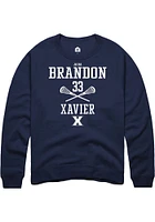 Jada Brandon  Rally Xavier Musketeers Mens Navy Blue NIL Sport Icon Long Sleeve Crew Sweatshirt