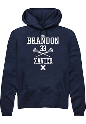 Jada Brandon  Rally Xavier Musketeers Mens Navy Blue NIL Sport Icon Long Sleeve Hoodie