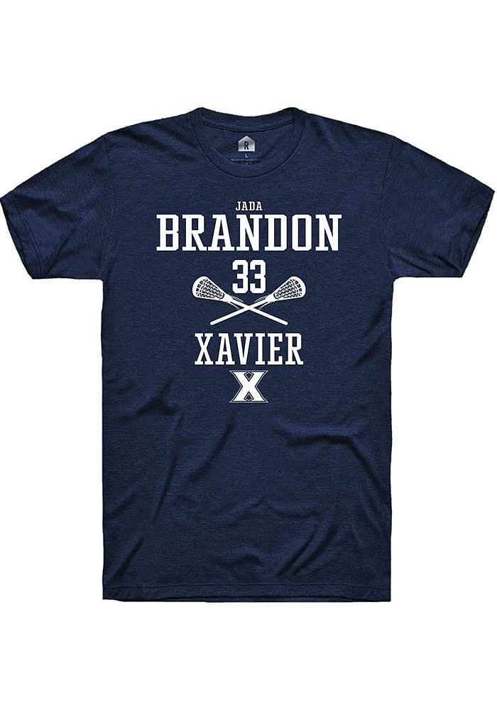 Jada Brandon  Xavier Musketeers Navy Blue Rally NIL Sport Icon Short Sleeve T Shirt