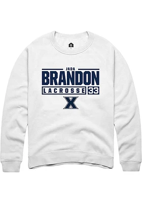 Jada Brandon Rally Xavier Musketeers Mens NIL Stacked Box Long Sleeve Crew Sweatshirt