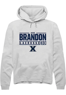 Jada Brandon  Rally Xavier Musketeers Mens White NIL Stacked Box Long Sleeve Hoodie