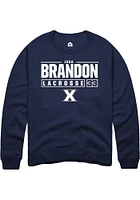 Jada Brandon  Rally Xavier Musketeers Mens Navy Blue NIL Stacked Box Long Sleeve Crew Sweatshirt