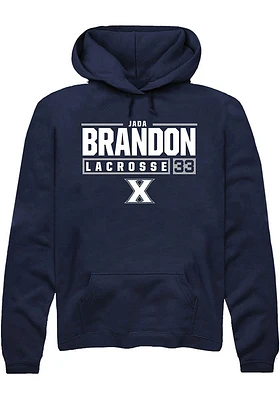 Jada Brandon  Rally Xavier Musketeers Mens Navy Blue NIL Stacked Box Long Sleeve Hoodie