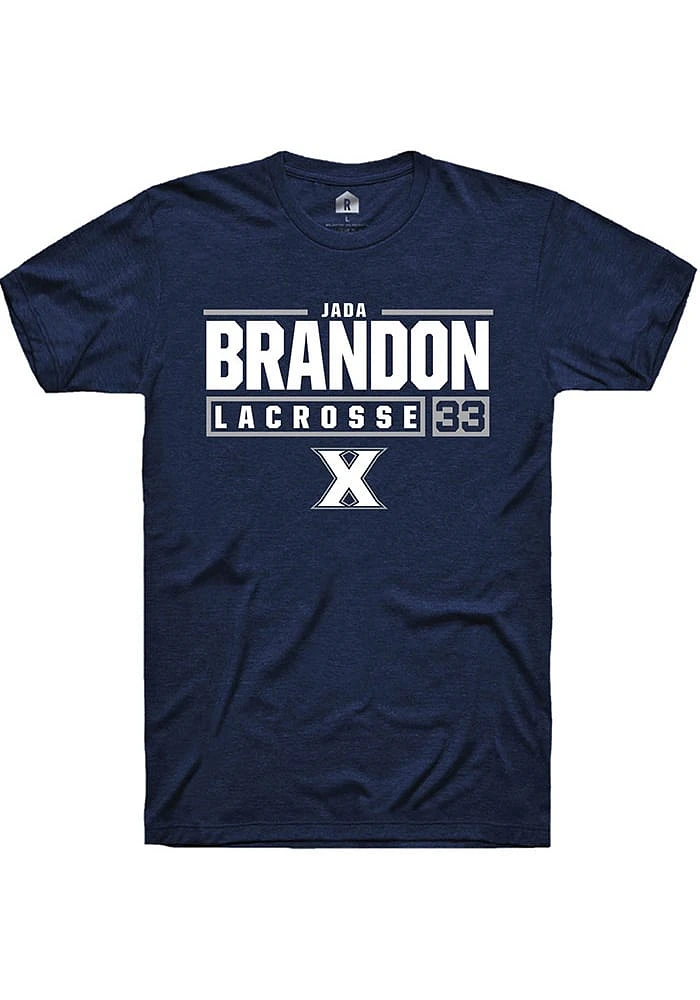 Jada Brandon  Xavier Musketeers Navy Blue Rally NIL Stacked Box Short Sleeve T Shirt