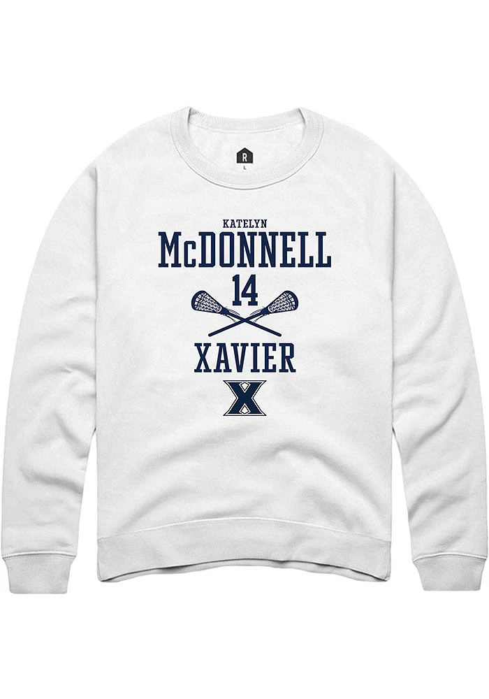 Katelyn McDonnell  Rally Xavier Musketeers Mens White NIL Sport Icon Long Sleeve Crew Sweatshirt