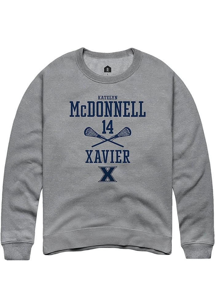 Katelyn McDonnell  Rally Xavier Musketeers Mens Graphite NIL Sport Icon Long Sleeve Crew Sweatshir..