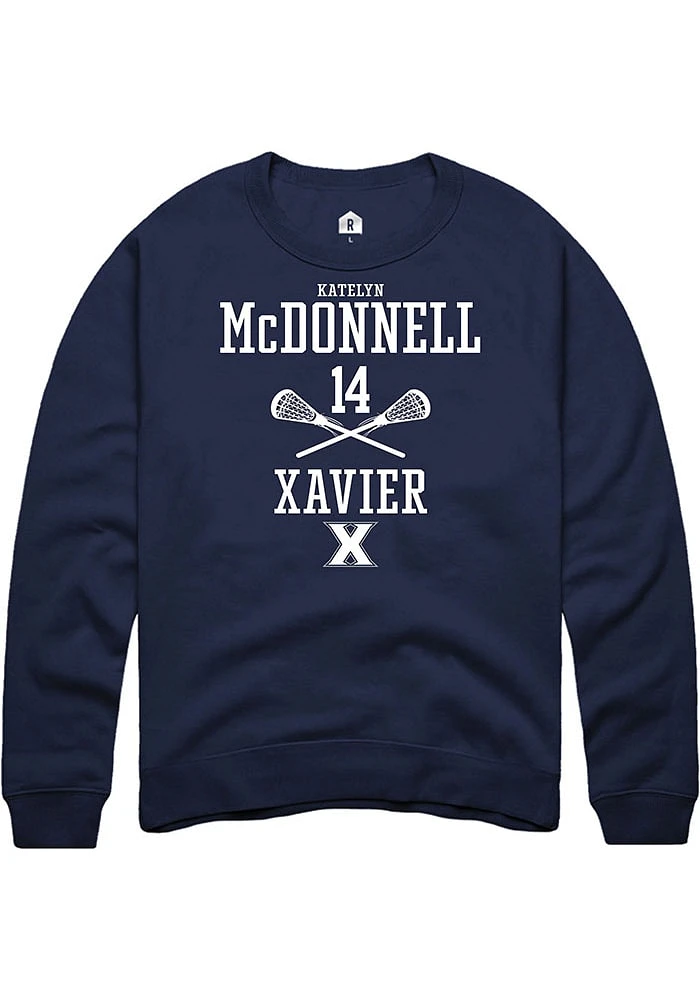 Katelyn McDonnell  Rally Xavier Musketeers Mens Navy Blue NIL Sport Icon Long Sleeve Crew Sweats..