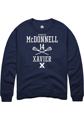 Katelyn McDonnell  Rally Xavier Musketeers Mens Navy Blue NIL Sport Icon Long Sleeve Crew Sweats..