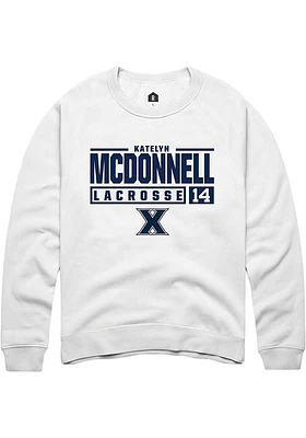 Katelyn McDonnell  Rally Xavier Musketeers Mens White NIL Stacked Box Long Sleeve Crew Sweatshir..