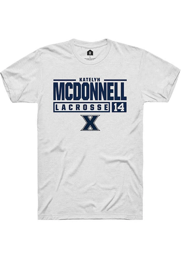 Katelyn McDonnell  Xavier Musketeers White Rally NIL Stacked Box Short Sleeve T Shirt