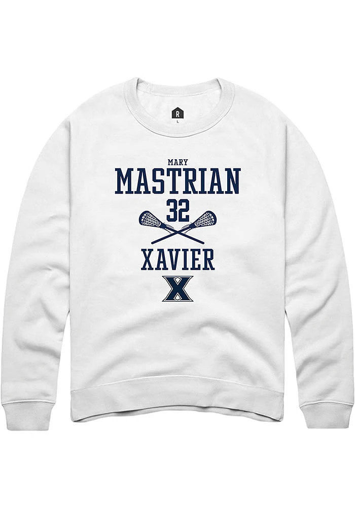 Mary Mastrian Rally Xavier Musketeers Mens NIL Sport Icon Long Sleeve Crew Sweatshirt