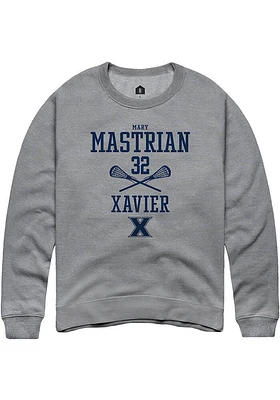 Mary Mastrian  Rally Xavier Musketeers Mens Graphite NIL Sport Icon Long Sleeve Crew Sweatshirt