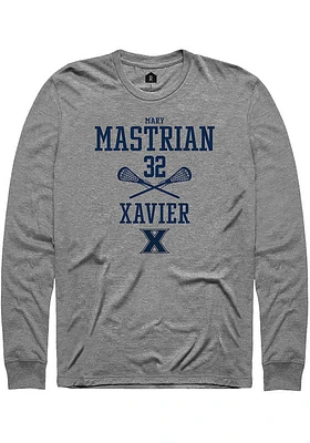 Mary Mastrian  Xavier Musketeers Graphite Rally NIL Sport Icon Long Sleeve T Shirt