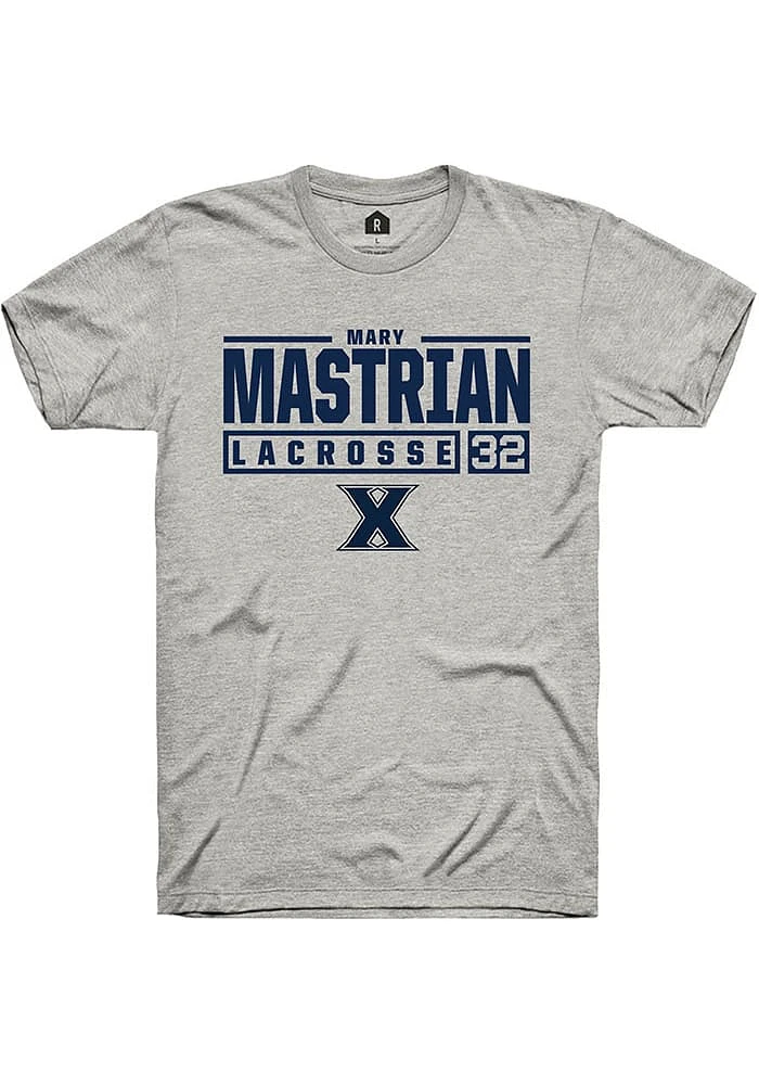 Mary Mastrian  Xavier Musketeers Ash Rally NIL Stacked Box Short Sleeve T Shirt