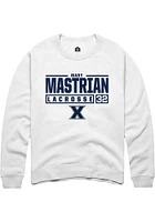 Mary Mastrian Rally Xavier Musketeers Mens NIL Stacked Box Long Sleeve Crew Sweatshirt