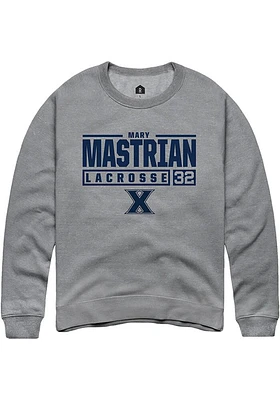 Mary Mastrian  Rally Xavier Musketeers Mens Graphite NIL Stacked Box Long Sleeve Crew Sweatshirt