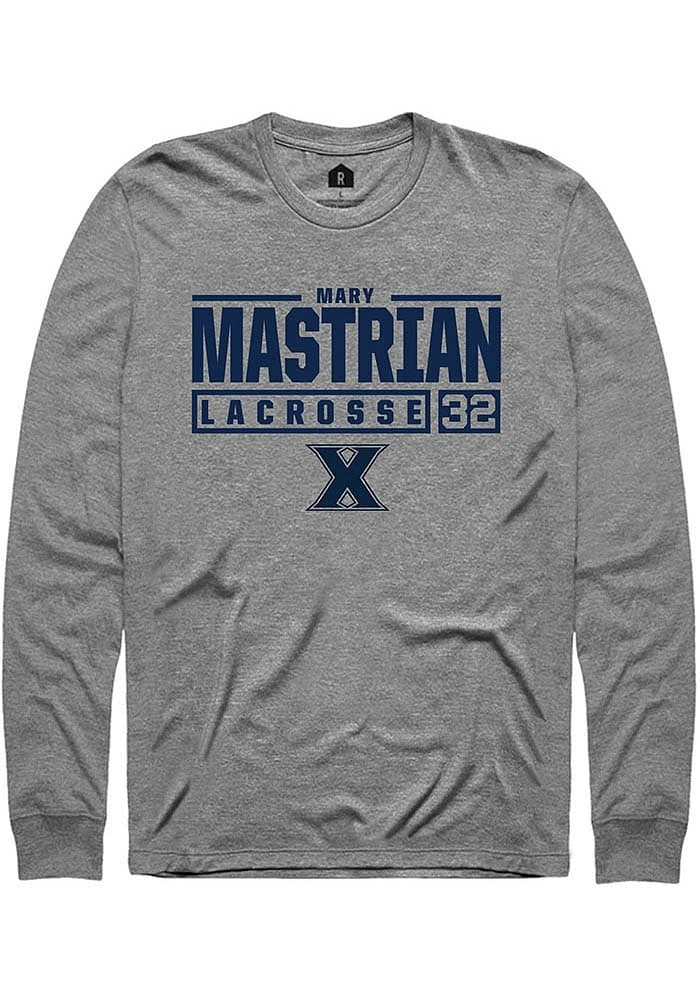 Mary Mastrian  Xavier Musketeers Graphite Rally NIL Stacked Box Long Sleeve T Shirt