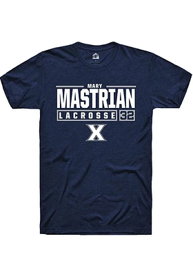 Mary Mastrian  Xavier Musketeers Navy Blue Rally NIL Stacked Box Short Sleeve T Shirt