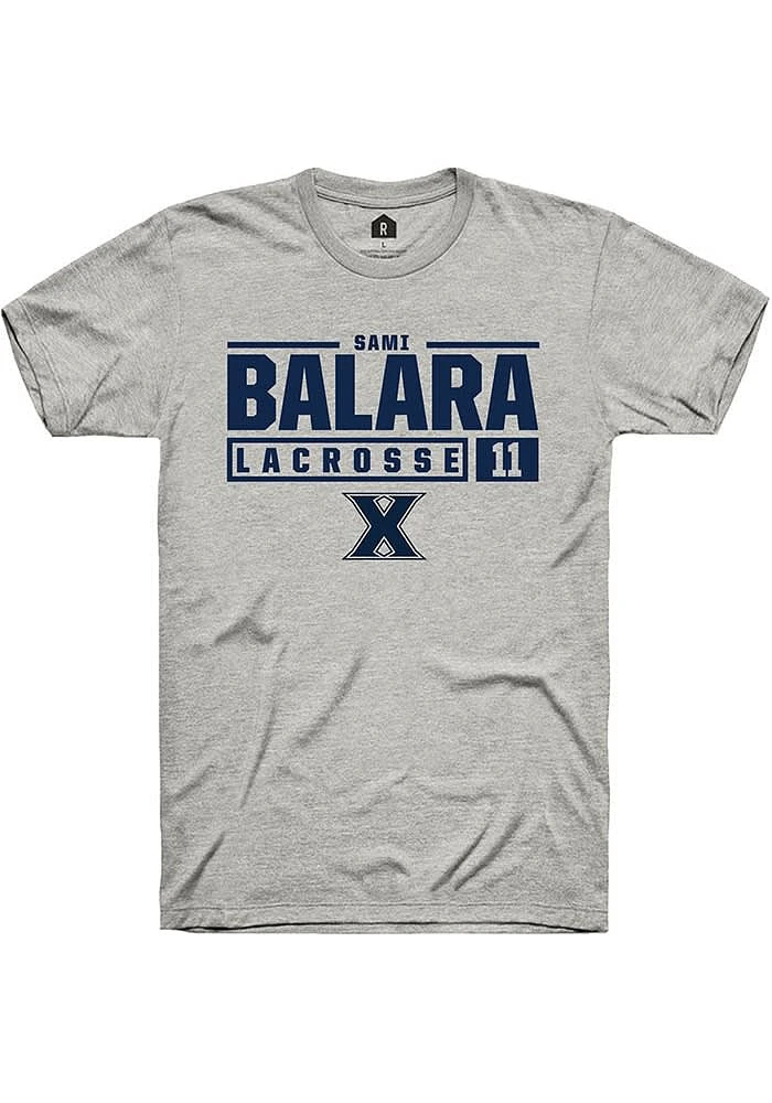 Sami Balara Xavier Musketeers Ash Rally NIL Stacked Box Short Sleeve T Shirt