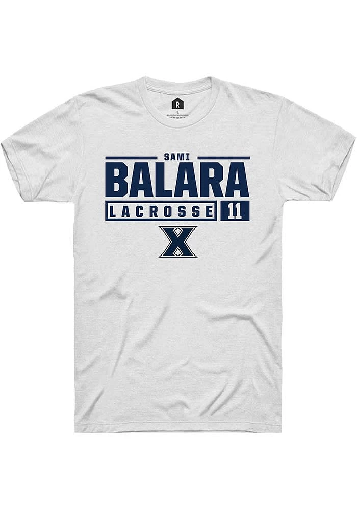 Sami Balara  Xavier Musketeers White Rally NIL Stacked Box Short Sleeve T Shirt