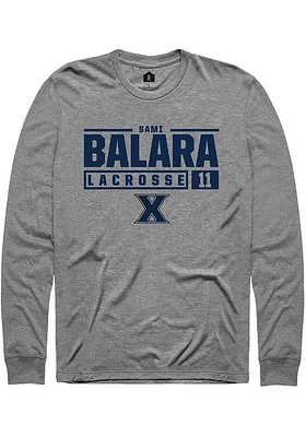 Sami Balara  Xavier Musketeers Graphite Rally NIL Stacked Box Long Sleeve T Shirt