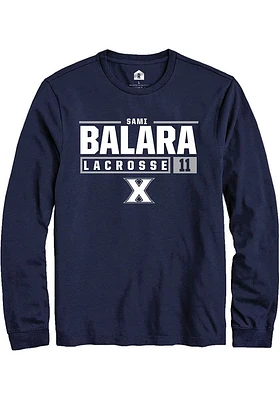 Sami Balara  Xavier Musketeers Navy Blue Rally NIL Stacked Box Long Sleeve T Shirt