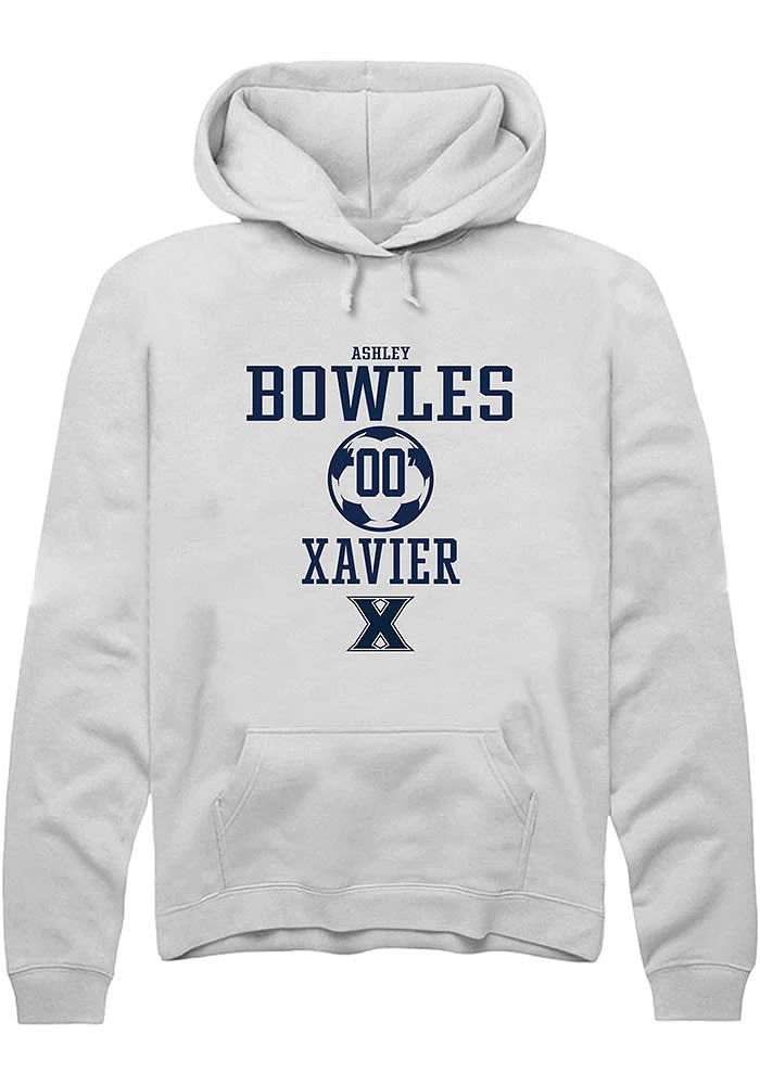 Ashley Bowles  Rally Xavier Musketeers Mens White NIL Sport Icon Long Sleeve Hoodie