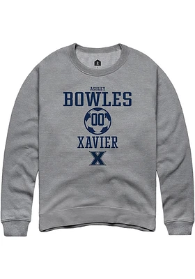 Ashley Bowles  Rally Xavier Musketeers Mens Graphite NIL Sport Icon Long Sleeve Crew Sweatshirt
