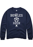 Ashley Bowles  Rally Xavier Musketeers Mens Navy Blue NIL Sport Icon Long Sleeve Crew Sweatshirt