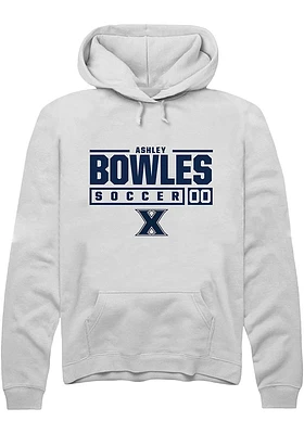 Ashley Bowles  Rally Xavier Musketeers Mens White NIL Stacked Box Long Sleeve Hoodie