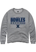 Ashley Bowles  Rally Xavier Musketeers Mens Graphite NIL Stacked Box Long Sleeve Crew Sweatshirt