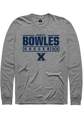 Ashley Bowles  Xavier Musketeers Graphite Rally NIL Stacked Box Long Sleeve T Shirt