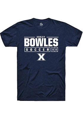 Ashley Bowles  Xavier Musketeers Navy Blue Rally NIL Stacked Box Short Sleeve T Shirt