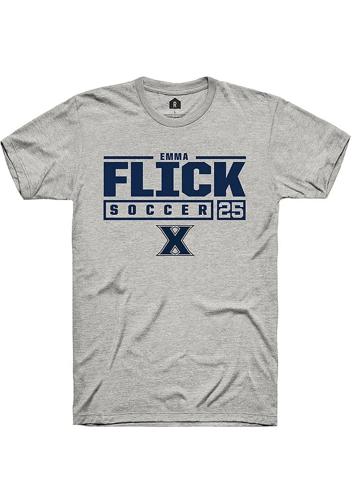 Emma Flick Xavier Musketeers Ash Rally NIL Stacked Box Short Sleeve T Shirt