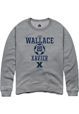 Izzie Wallace  Rally Xavier Musketeers Mens Graphite NIL Sport Icon Long Sleeve Crew Sweatshirt