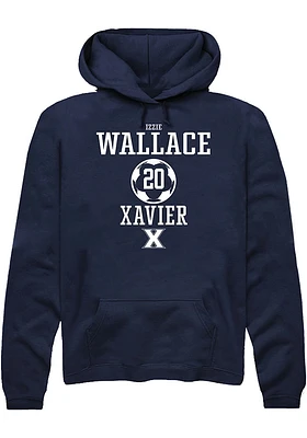 Izzie Wallace  Rally Xavier Musketeers Mens Navy Blue NIL Sport Icon Long Sleeve Hoodie