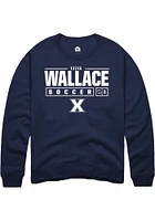 Izzie Wallace  Rally Xavier Musketeers Mens Navy Blue NIL Stacked Box Long Sleeve Crew Sweatshirt