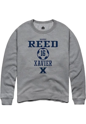 Maddie Reed  Rally Xavier Musketeers Mens Graphite NIL Sport Icon Long Sleeve Crew Sweatshirt
