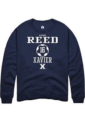 Maddie Reed  Rally Xavier Musketeers Mens Navy Blue NIL Sport Icon Long Sleeve Crew Sweatshirt