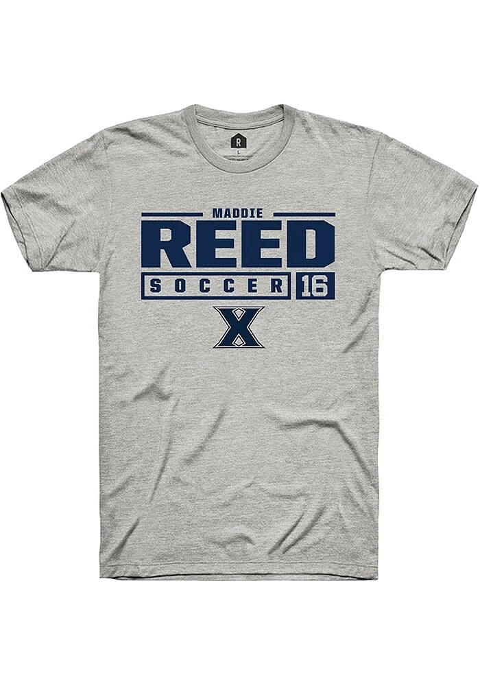 Maddie Reed Xavier Musketeers Ash Rally NIL Stacked Box Short Sleeve T Shirt