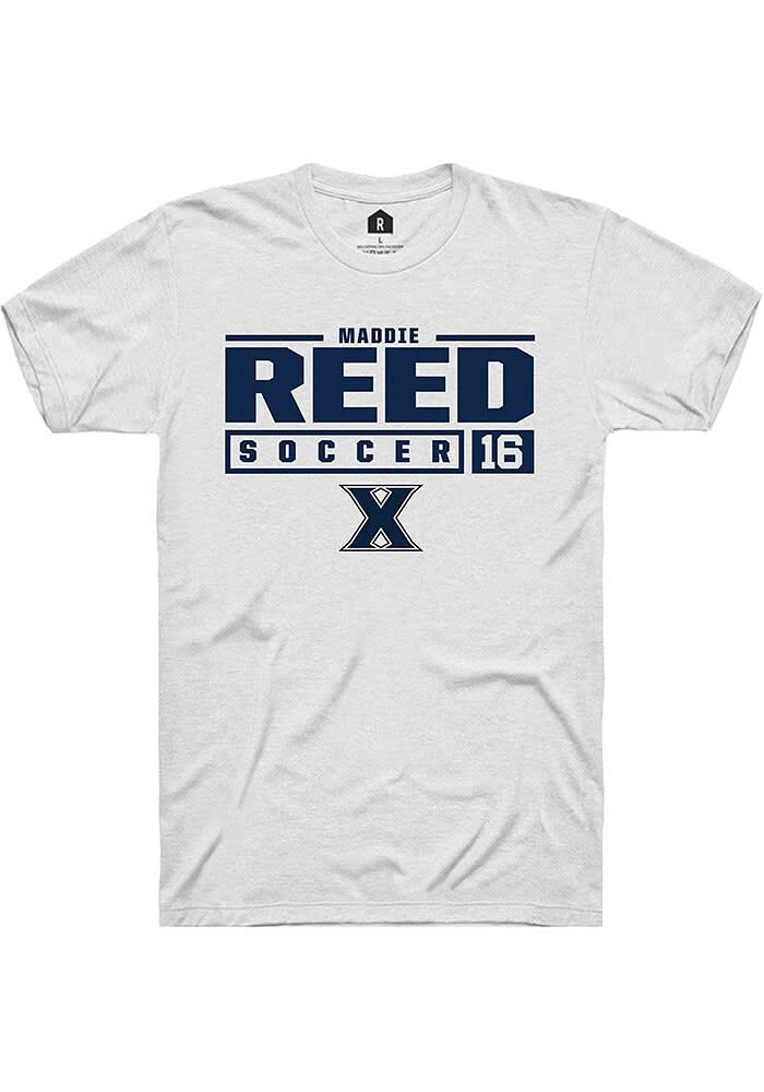 Maddie Reed Xavier Musketeers White Rally NIL Stacked Box Short Sleeve T Shirt