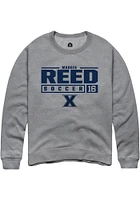 Maddie Reed  Rally Xavier Musketeers Mens Graphite NIL Stacked Box Long Sleeve Crew Sweatshirt