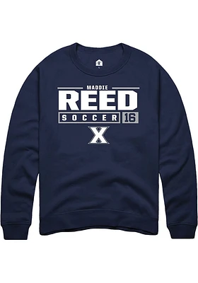 Maddie Reed  Rally Xavier Musketeers Mens Navy Blue NIL Stacked Box Long Sleeve Crew Sweatshirt
