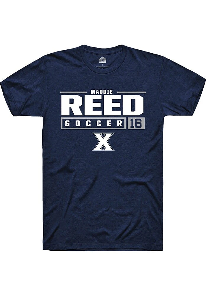 Maddie Reed Xavier Musketeers Navy Blue Rally NIL Stacked Box Short Sleeve T Shirt